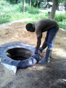 Contaminated water well in African village